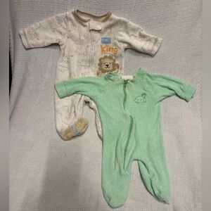 Carter's Green and Cream Footies Set